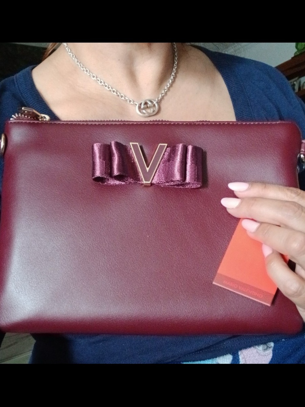 Mario valentino crossbody Leather Wristlet with Bow V Logo